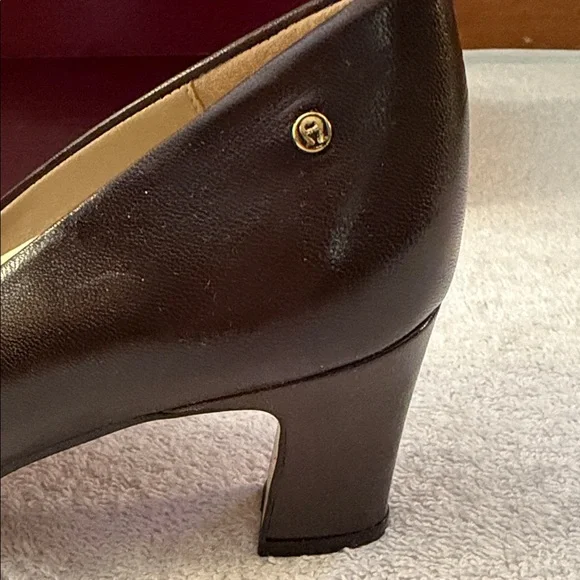 NWT VTG Etienne Aigner Taylor Truffle Spain Leather Mid-Heel Pumps 90s Office - Picture 6 of 14